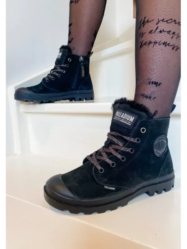 Femme * Bottines^Palladium-Pampa Hi Zip Nubuk Black