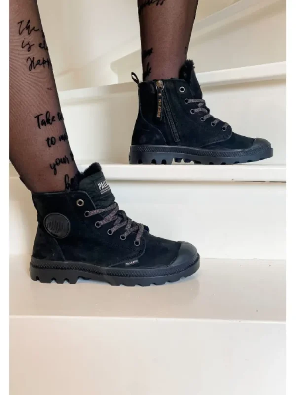 Femme * Bottines^Palladium-Pampa Hi Zip Nubuk Black