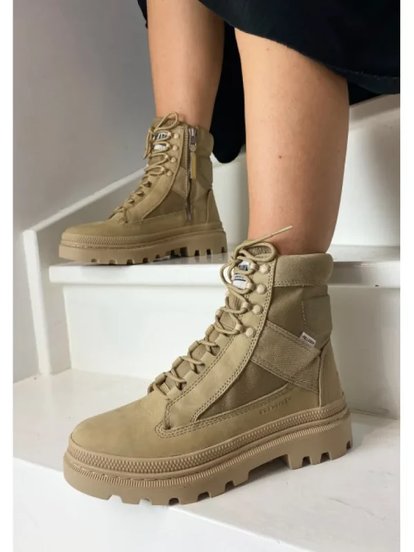 Femme Palladium Bottines^Pallatrooper Tactical Caramel-