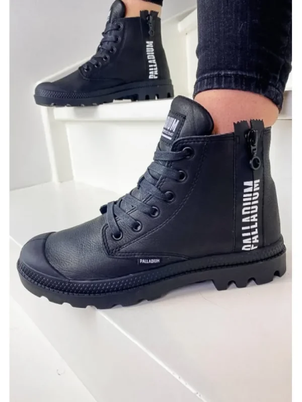 Femme * Bottines^Pampa Ubn Zips Leather Black-Palladium