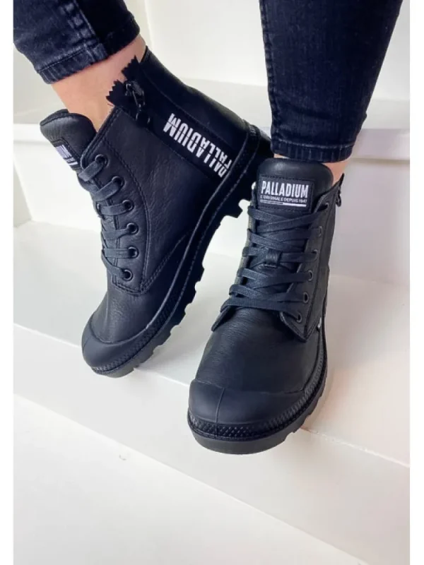 Femme * Bottines^Pampa Ubn Zips Leather Black-Palladium