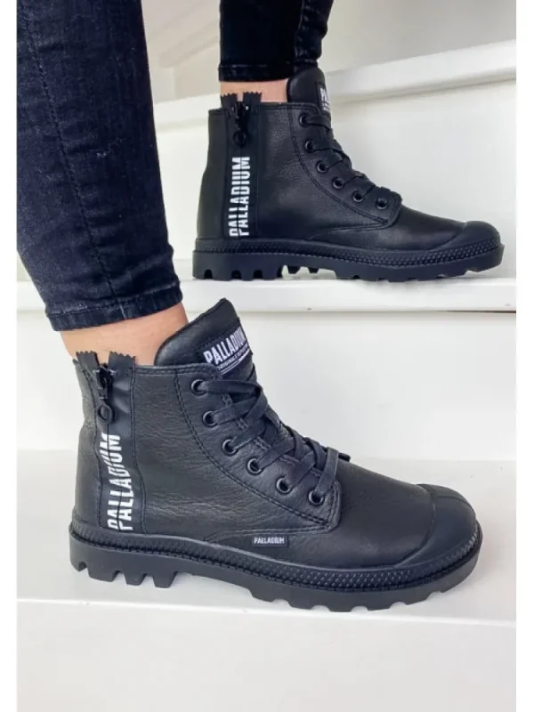 Femme * Bottines^Pampa Ubn Zips Leather Black-Palladium