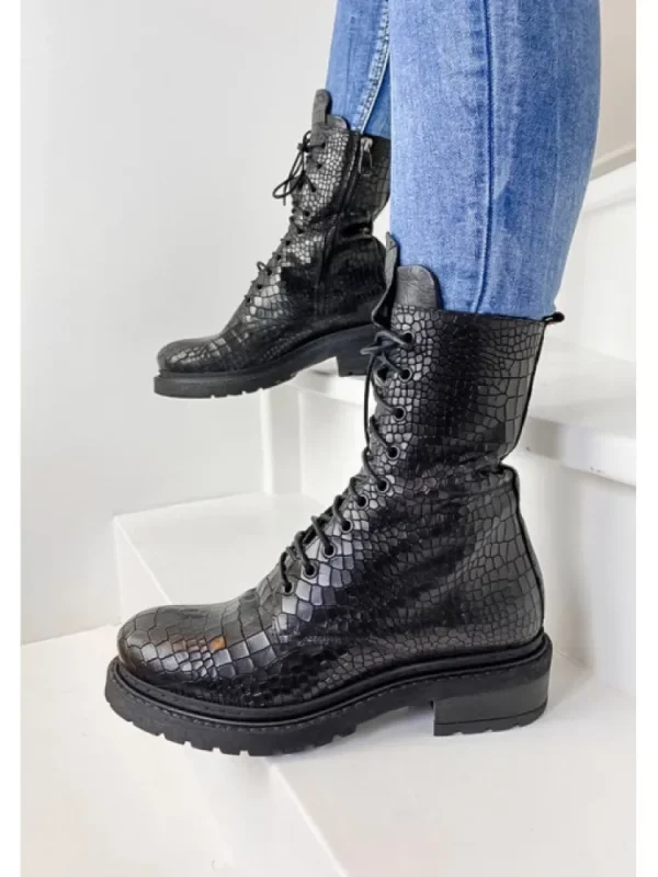 Femme Metisse Bottines^Rangers Croco Ma63-