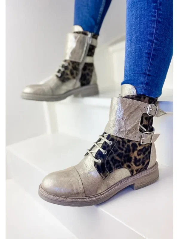 Femme Fru.it Bottines^Rangers Cuir Leopard 6856-