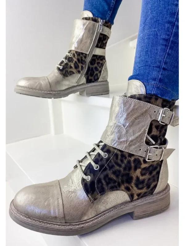 Femme Fru.it Bottines^Rangers Cuir Leopard 6856-