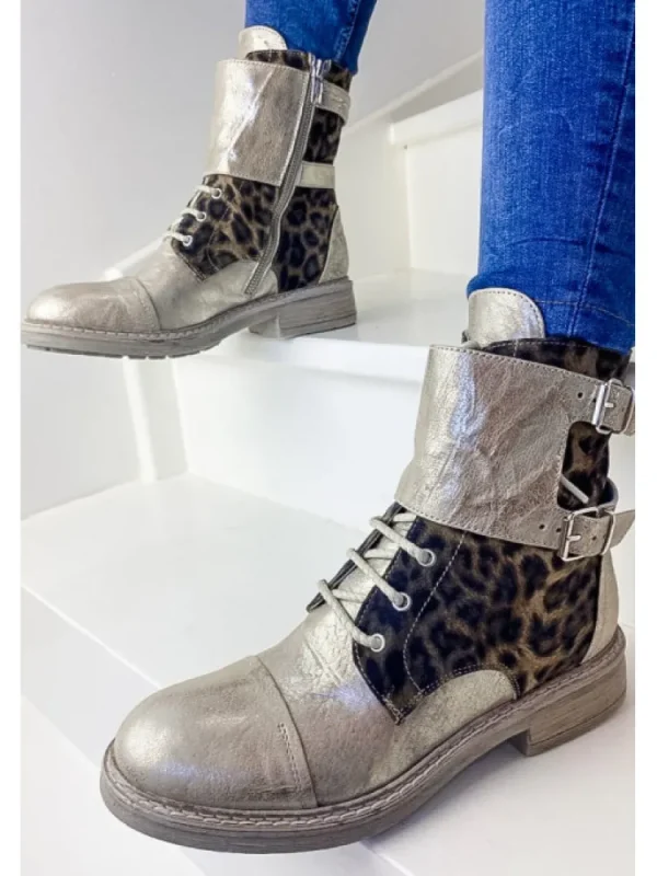 Femme Fru.it Bottines^Rangers Cuir Leopard 6856-