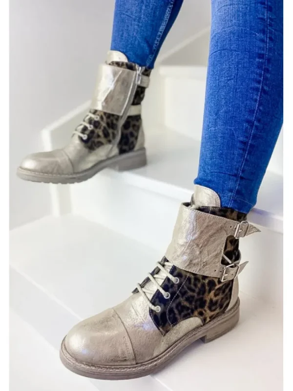 Femme Fru.it Bottines^Rangers Cuir Leopard 6856-