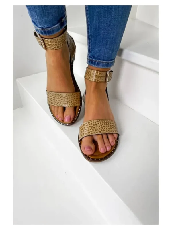 Femme * Sandales & Nu-Pieds^Sandales Cuir Sable Lisbonne-Jeunes & Jolies