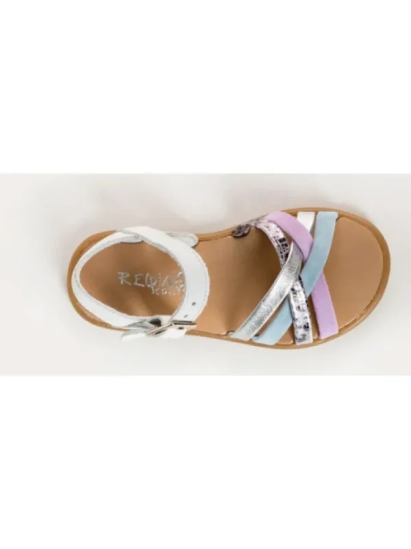 Enfants Reqins Sandales & Nu-Pieds^Sandales Fille Thelma Mix Cuir Lavande/Argent-