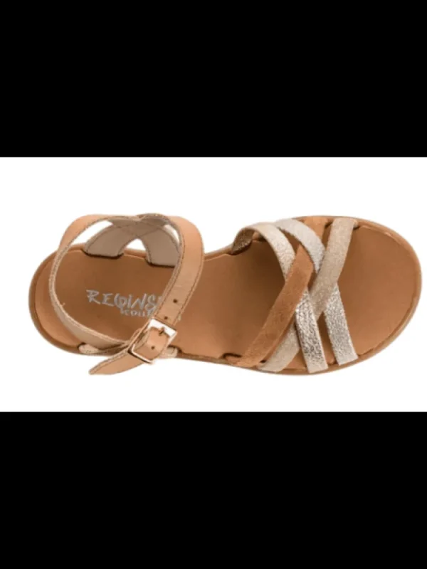 Enfants Reqins Sandales & Nu-Pieds^Sandales Fille Thelma Mix Cuir Noisette-