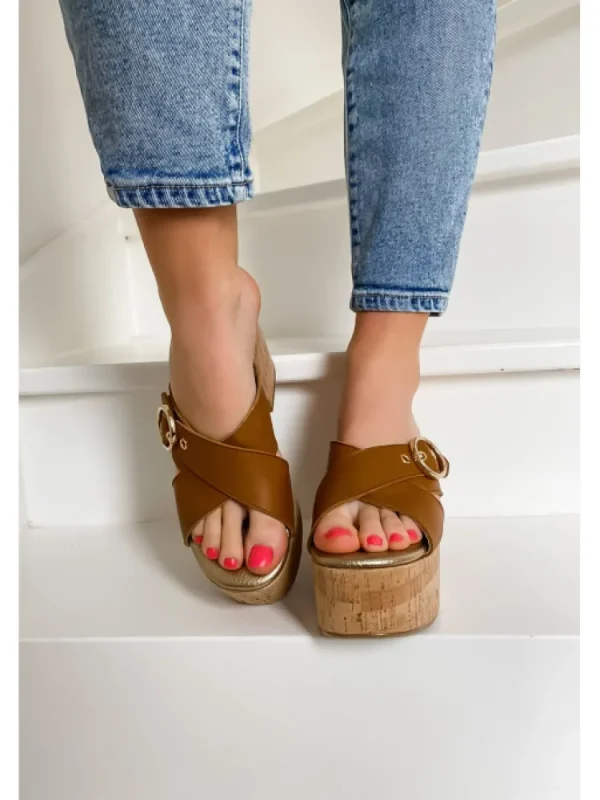 Femme Semerdjian Sandales & Nu-Pieds^-Mules Riccione Camel
