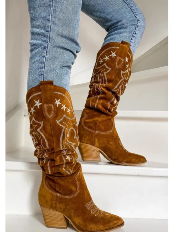 Femme Semerdjian Bottes^-Santiag M690M2 Camoscio Terra