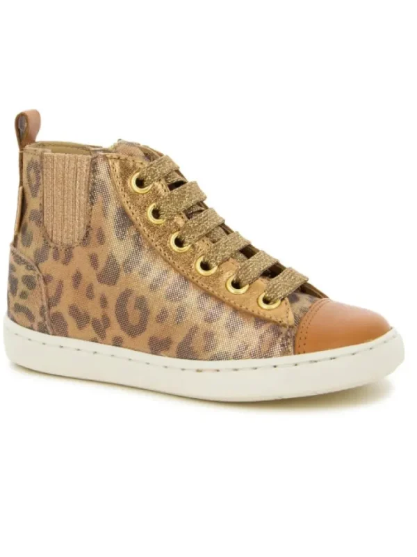 Enfants Shoo pom Baskets^-Bottines Cuir Play New Jodlace Leopard