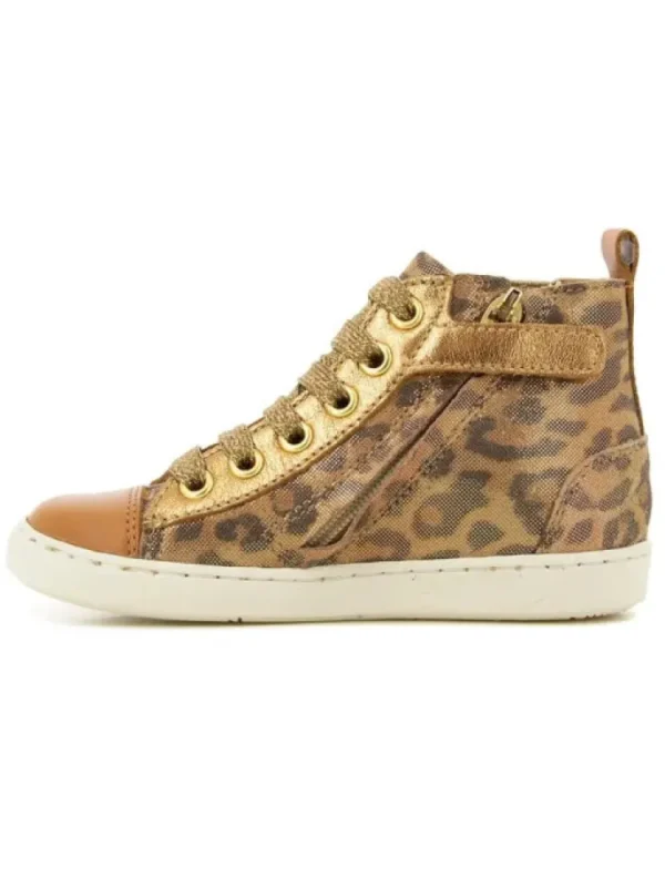 Enfants Shoo pom Baskets^-Bottines Cuir Play New Jodlace Leopard