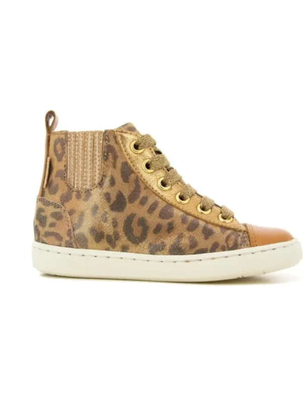 Enfants Shoo pom Baskets^-Bottines Cuir Play New Jodlace Leopard