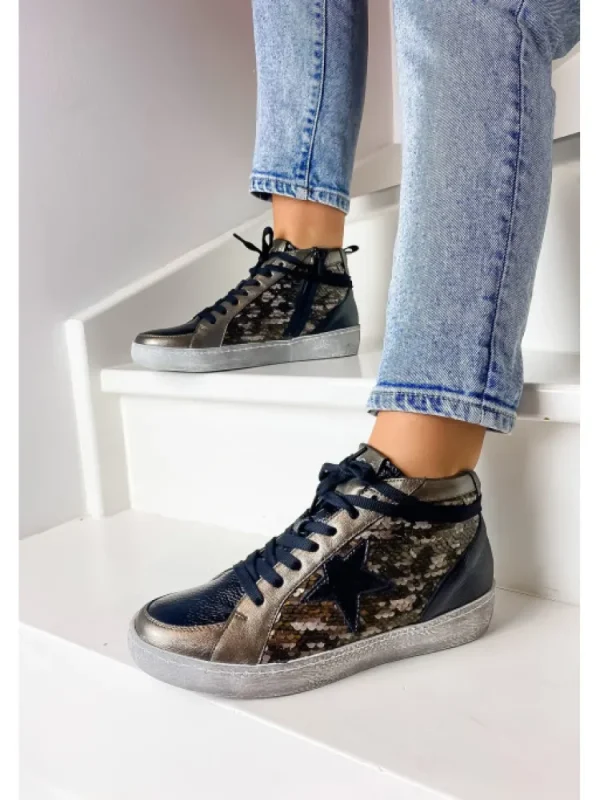 Femme Reqins Baskets^Sneakers Brittany Mix Sequins Bronze-