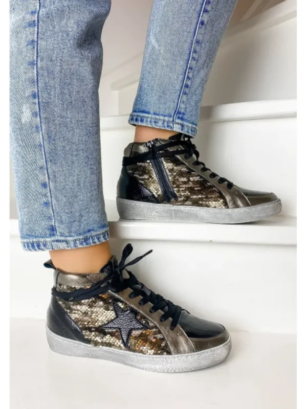 Femme Reqins Baskets^Sneakers Brittany Mix Sequins Bronze-