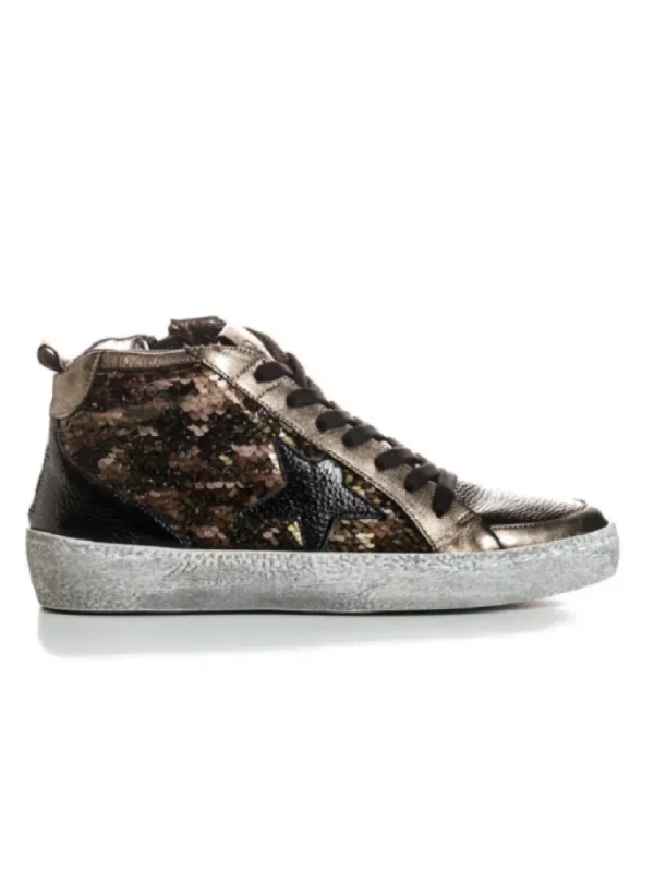 Femme Reqins Baskets^Sneakers Brittany Mix Sequins Bronze-