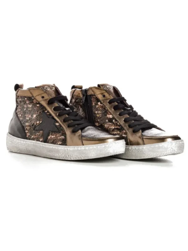 Femme Reqins Baskets^Sneakers Brittany Mix Sequins Bronze-