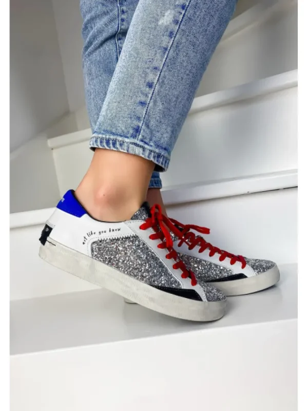 Femme Crime London Baskets^Sneakers Low Top Distressed Argent-