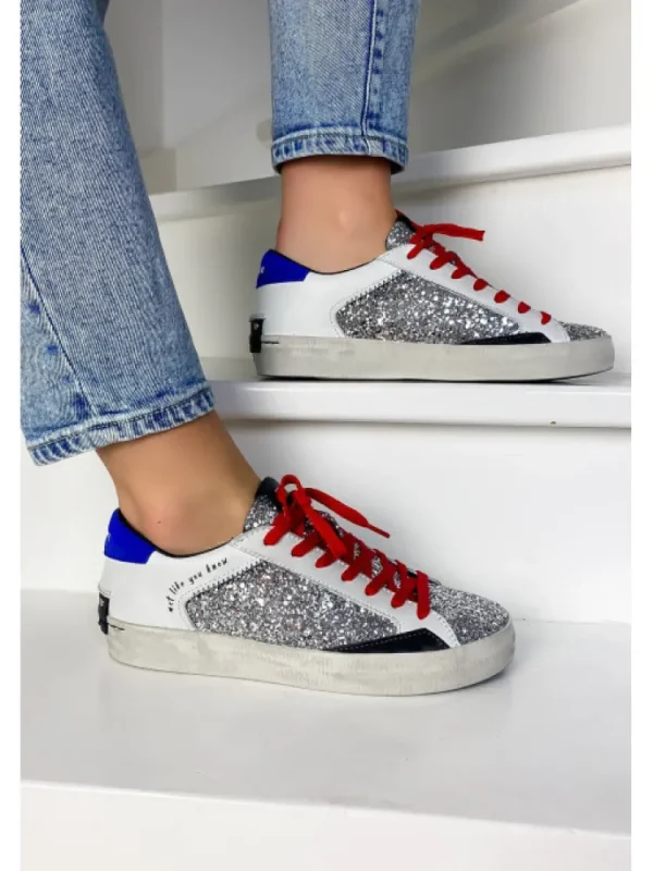 Femme Crime London Baskets^Sneakers Low Top Distressed Argent-