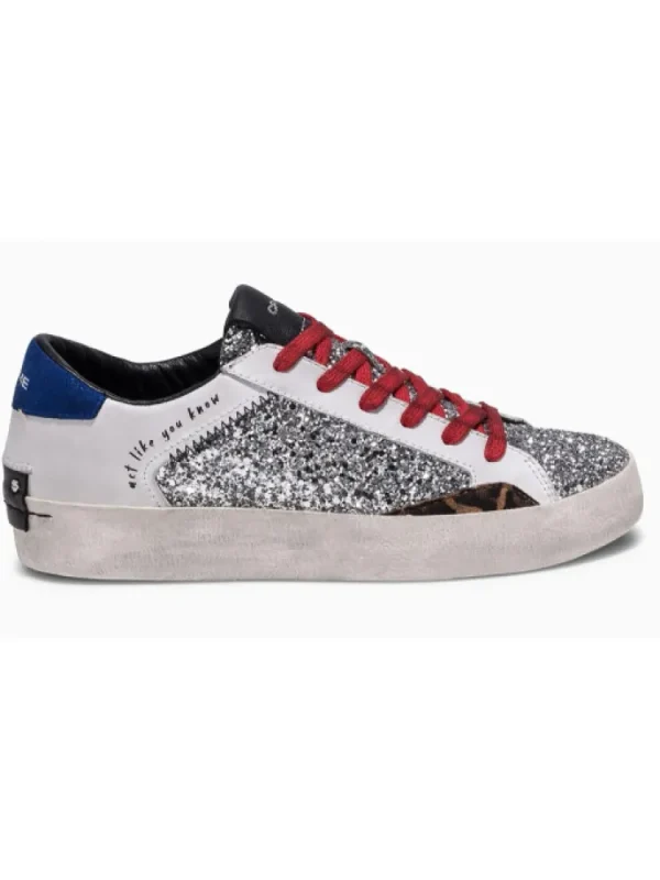 Femme Crime London Baskets^Sneakers Low Top Distressed Argent-