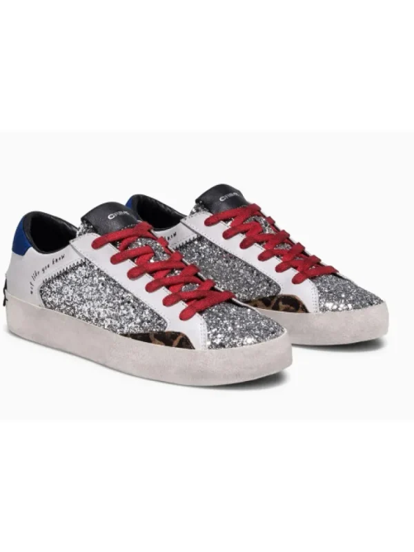 Femme Crime London Baskets^Sneakers Low Top Distressed Argent-