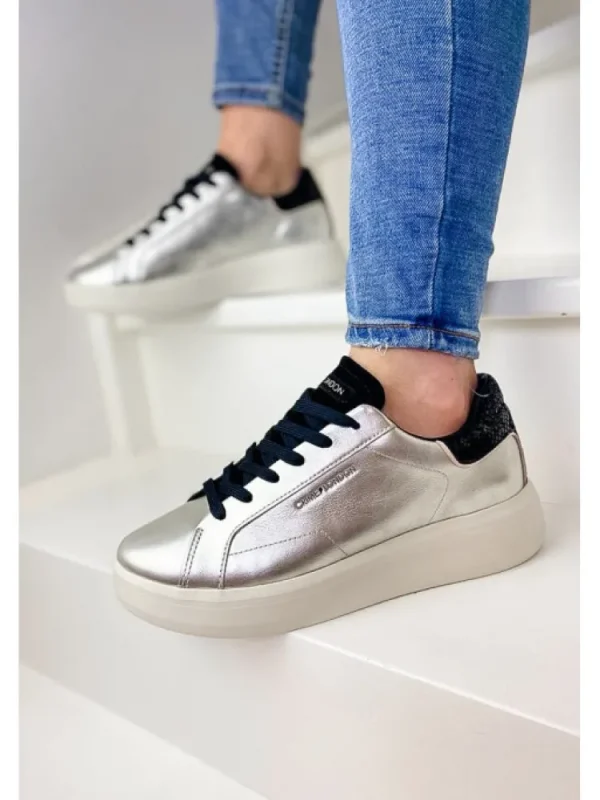Femme Crime London Baskets^Sneakers Low Top Level Up Platinium-
