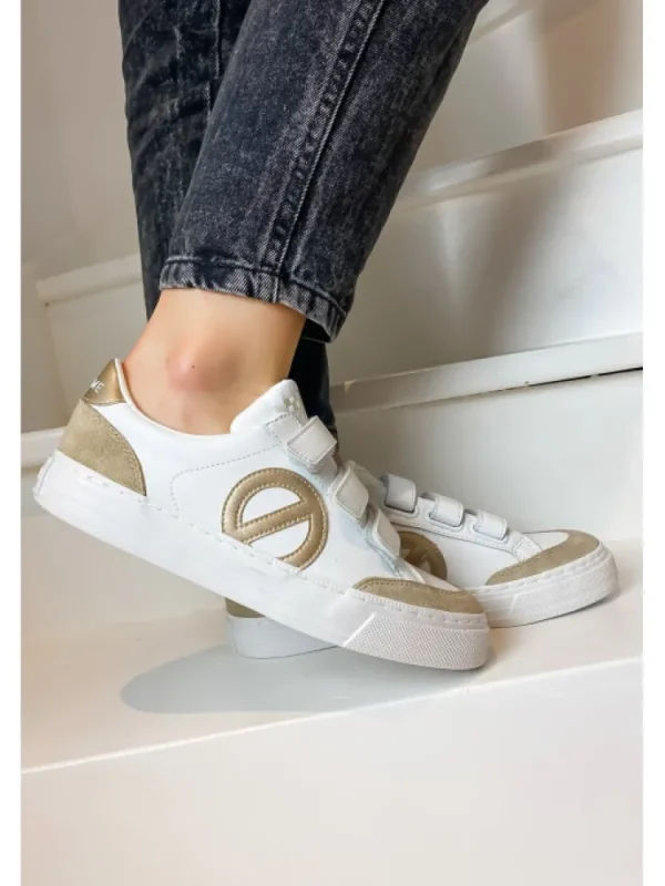 Femme No Name Baskets^Sneakers Strike Straps White/Gold-