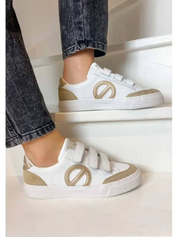 Femme No Name Baskets^Sneakers Strike Straps White/Gold-