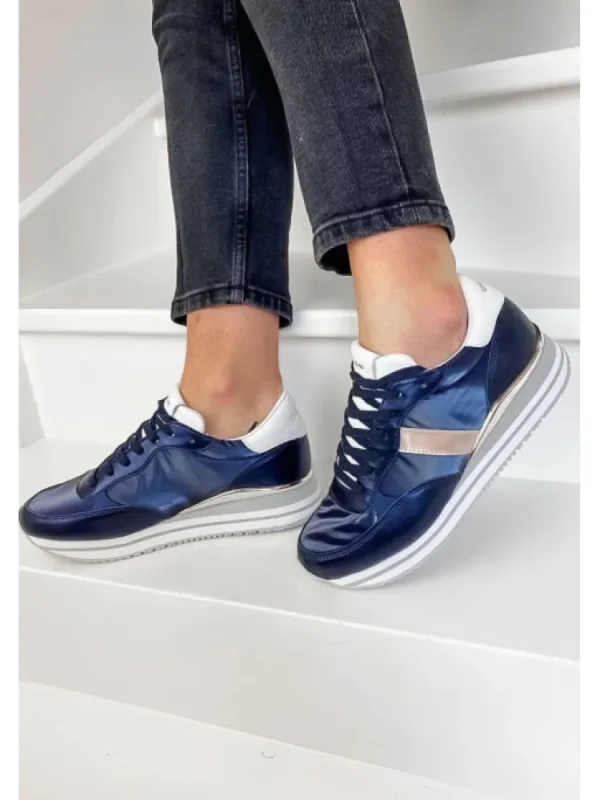 Femme Crime London Baskets^Sneakers Stripe Runner Blue-