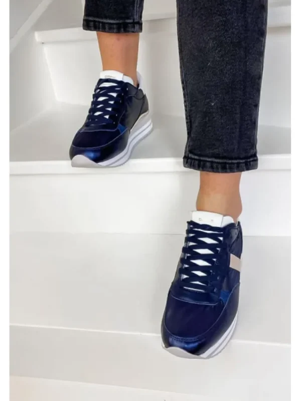 Femme Crime London Baskets^Sneakers Stripe Runner Blue-