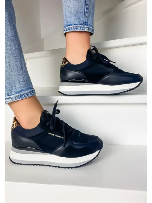 Femme Crime London Baskets^Sneakers Stripe Runner Black-