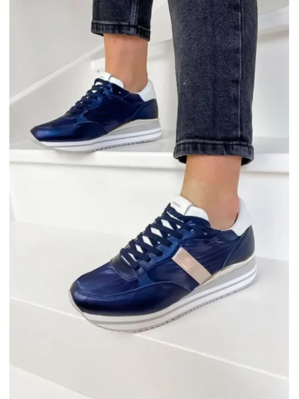 Femme Crime London Baskets^Sneakers Stripe Runner Blue-