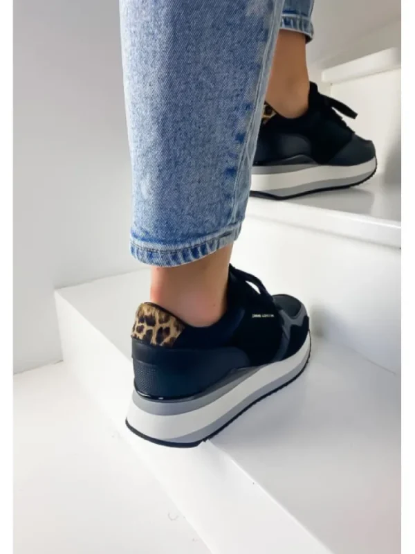 Femme Crime London Baskets^Sneakers Stripe Runner Black-