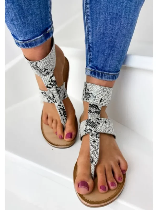 Femme Les Petites Bombes - LPB Sandales & Nu-Pieds^Tong Cuir Bettyna Gris Snake-Les Petites Bombes
